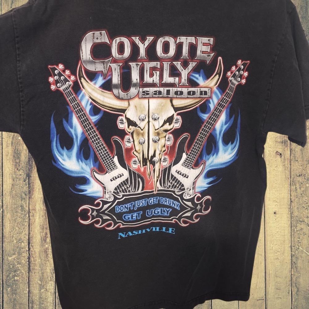 Vintage Y2K‎ Black Neon COYOTE UGLY Nashville Don't Just Get Drunk Retro Medium